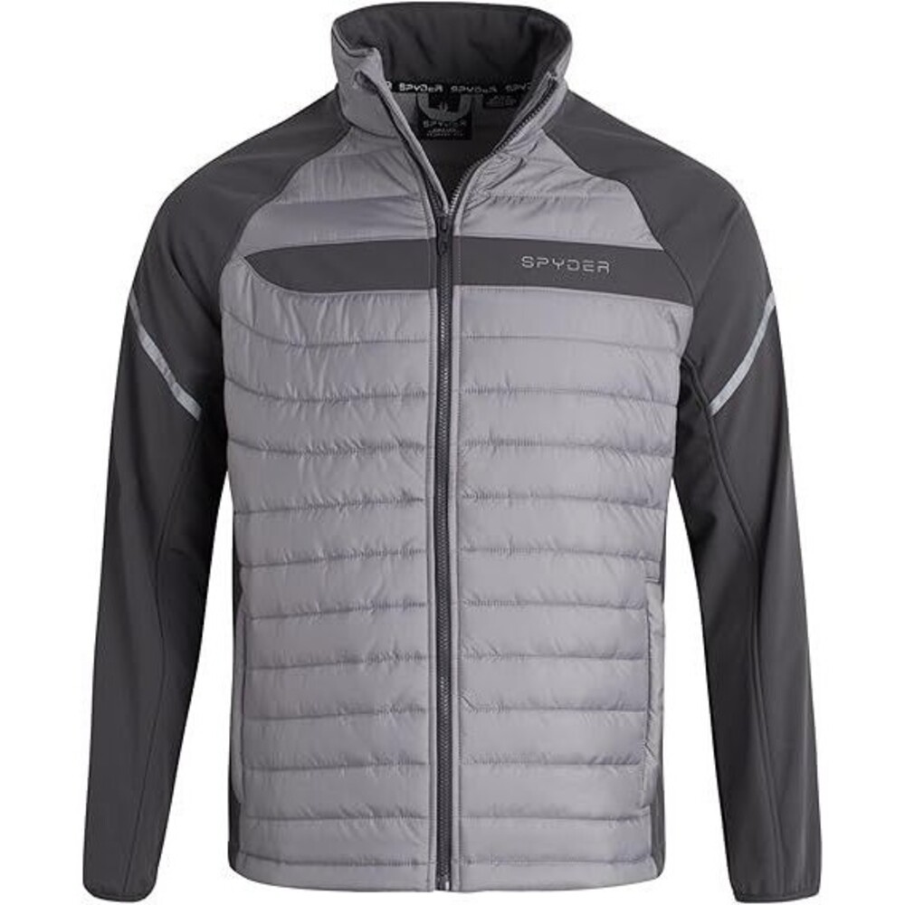 Spyder Men's Puffer Jackets MEDIUM Pewter Midweight Insulated Bubble Windbreaker